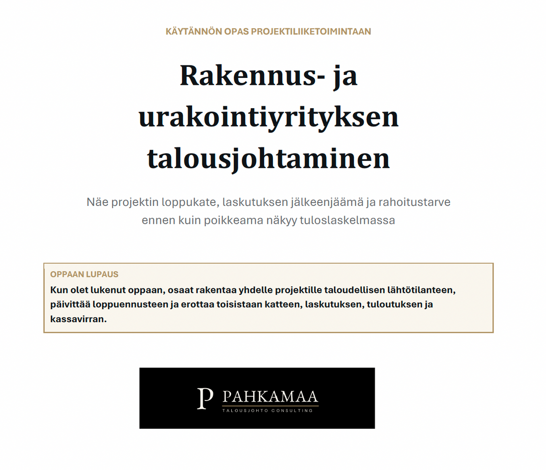 Rakennus- ja urakointiyrityksen talousjohtamisen opas