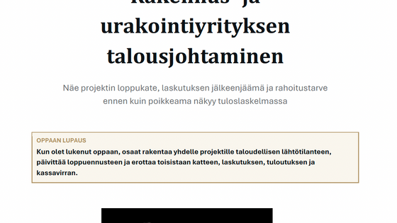 Rakennus- ja urakointiyrityksen talousjohtamisen opas