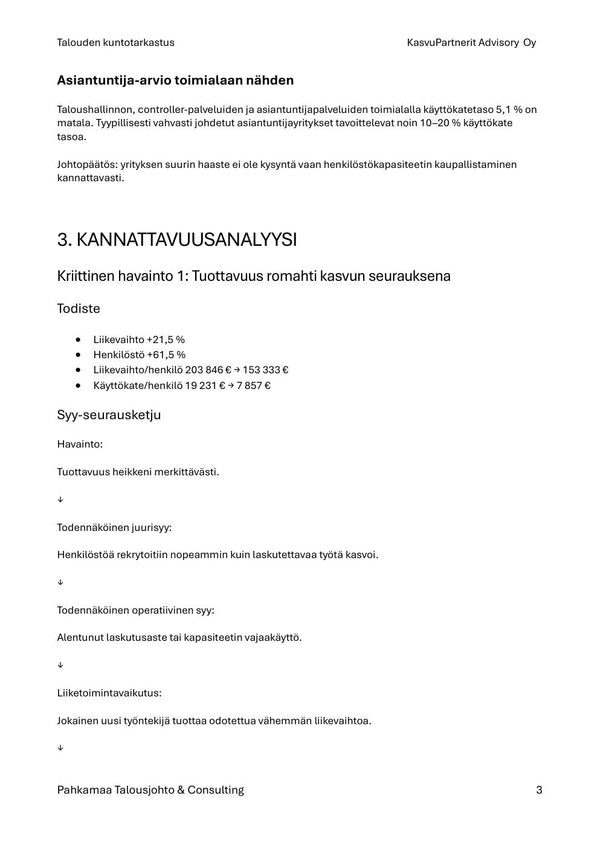 Esimerkkisivu malliraportista 2